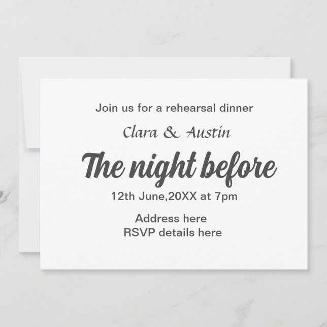 Convite Jantar a noite antes do mínimo simples (Frente)