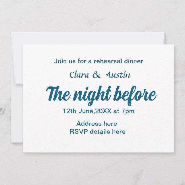 Convite Jantar a noite antes do mínimo simples (Frente)