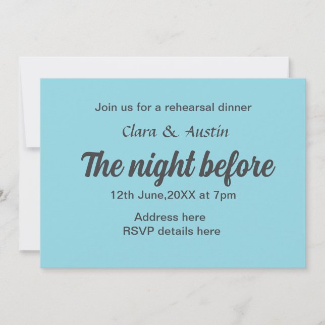 Convite Jantar a noite antes do mínimo simples (Frente)