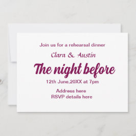 Convite Jantar a noite antes do mínimo simples