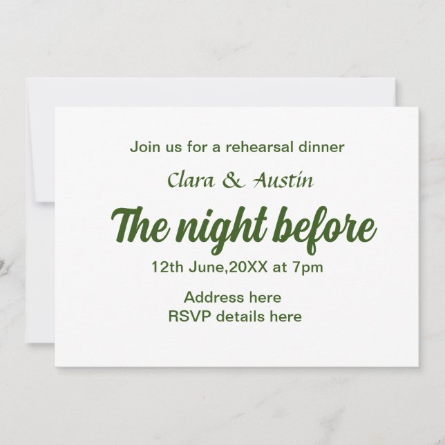 Convite Jantar a noite antes do mínimo simples (Frente)