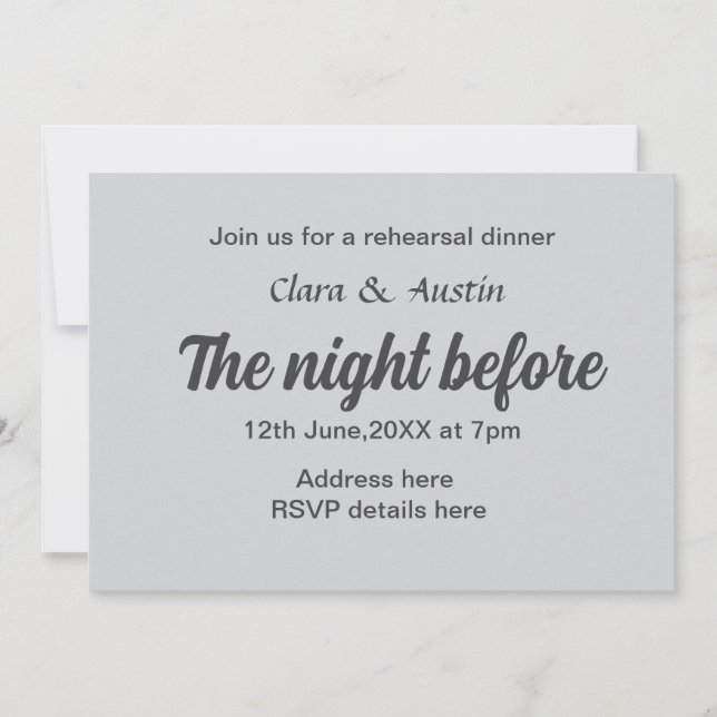 Convite Jantar a noite antes do mínimo simples (Frente)