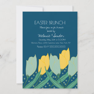 Convite Jantar Brunch Floral de Tulipas Páscoa Família Azu