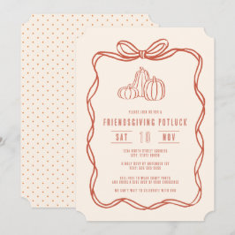 Convite Jantar Coquete de Ação de Graças com Arco e Abóbor