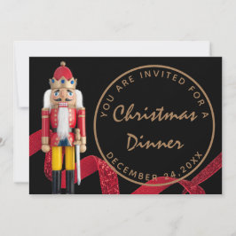 Convite Jantar da Véspera de Natal Vermelho Preto Noite de