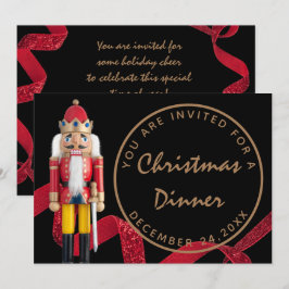 Convite Jantar da Véspera de Natal Vermelho Preto Noite de