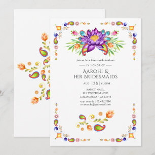 Convite Jantar das Damas de Honra Flor de Lótus Paisley