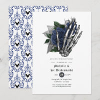 Jantar das Damas de Honra Floral Gótico Azul Marin