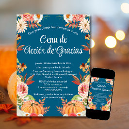 Convite Jantar de Ação de Graças Abóbora Azul