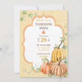 Convite Jantar de Ação de Graças Abóbora Butternut Sage