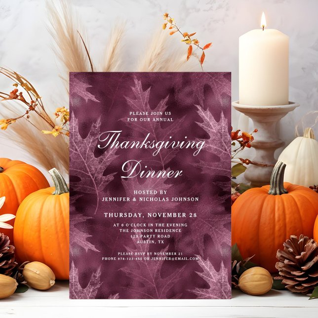 Convite Jantar de Ação de Graças das Folhas Vermelhas de O (Red Fall Leaves Thanksgiving Dinner Invitation)