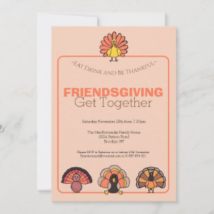 Convite Jantar de Ação de Graças do Friendsgiving Moderno