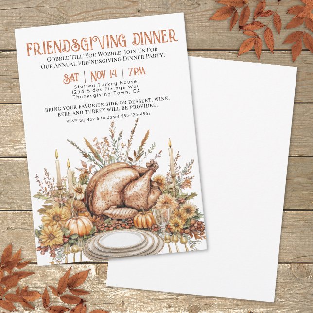 Convite Jantar de Ação de Graças dos Amigos (Thanksgiving Friendsgiving Dinner Invitation)