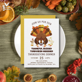 Convite Jantar de Ação de Graças engraçado com Turducken