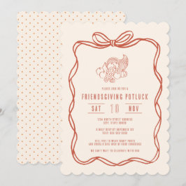 Convite Jantar de Ação de Graças entre Amigos Coquette Bow