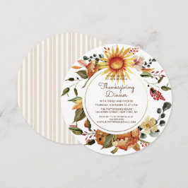Convite Jantar de Ação de Graças Floral em Aquarela Rústic