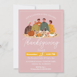 Convite Jantar de Ação de Graças Simples e Elegante com Pe