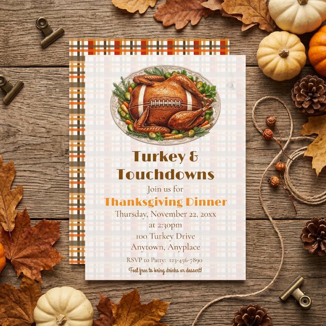 Convite Jantar de Ação de Graças Turkey & Touchdowns (Criador carregado)