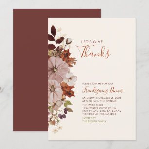 Convite Jantar de amigos / Ação de graças no outono 