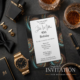 Convite Jantar de Aniversário de 40 Anos Masculino