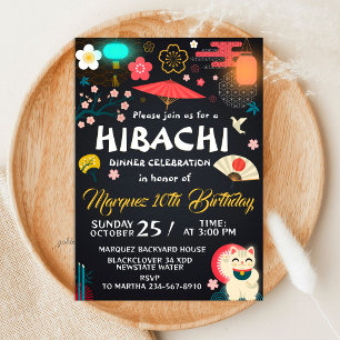 Convite Jantar de Aniversário Japonês no Hibachi