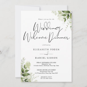 Convite Jantar de Boas-Vindas de Casamento Floral Verde