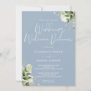 Convite Jantar de Boas-Vindas de Casamento Floral Verde Po