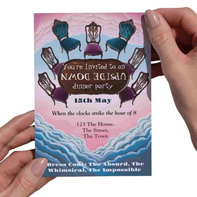 Convite jantar de cabeça para baixo, Surrealismo Moderno (Criador carregado)