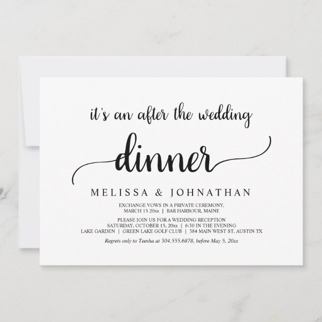 Convite Jantar de Casamento às Furas com Fuga Romântica (Frente)