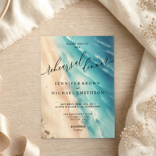 Convite Jantar de casamento em aquarela de verão na praia