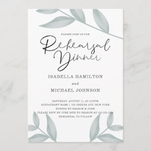 Convite Jantar de ensaio botânico da caligrafia elegante