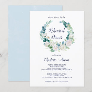 Convite Jantar de ensaio clássico das flores brancas