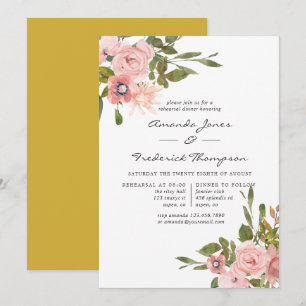 Convite Jantar de ensaio com aguarela floral Beige e Doura