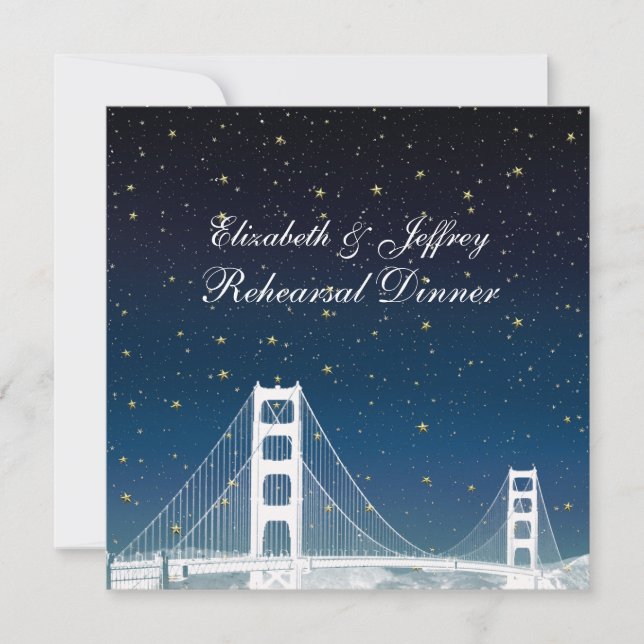 Convite Jantar de Ensaio com Silhueta de San Fran e Estrel (Frente)