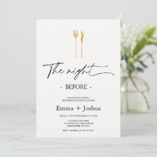 Convite Jantar de Ensaio com Talheres de Ouro Minimalista