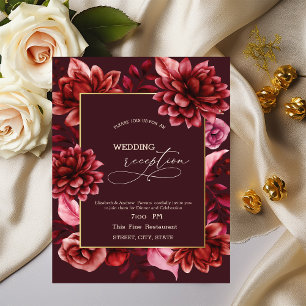 Convite Jantar de Ensaio das Flores Vermelhas Elegantes
