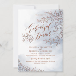 Convite Jantar de ensaio de caligrafia floral rústica cinz