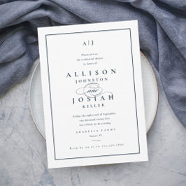 Convite Jantar de Ensaio de Casamento Azul Marinho Elegant
