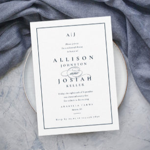 Convite Jantar de Ensaio de Casamento Azul Marinho Elegant