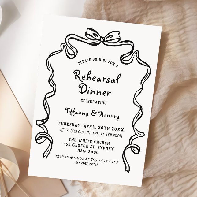 Convite Jantar de ensaio de casamento caprichoso desenhado (Criador carregado)