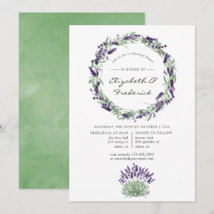 Convite Jantar de Ensaio de Casamento com Aquarela Lavanda