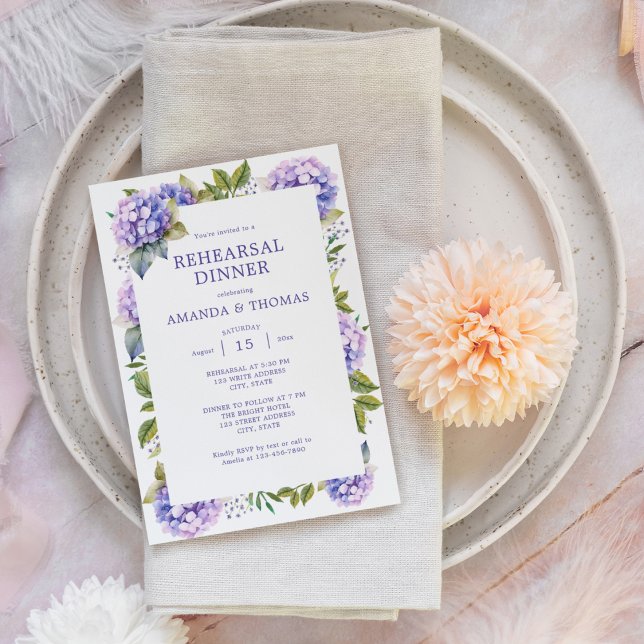 Convite Jantar de Ensaio de Casamento com Elegantes Hortên (Criador carregado)