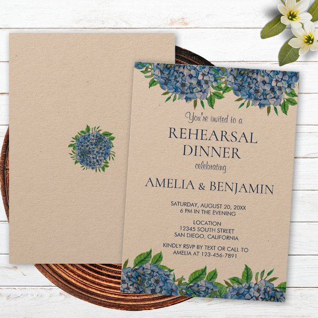 Convite Jantar de Ensaio de Casamento com Elegantes Hortên (Criador carregado)
