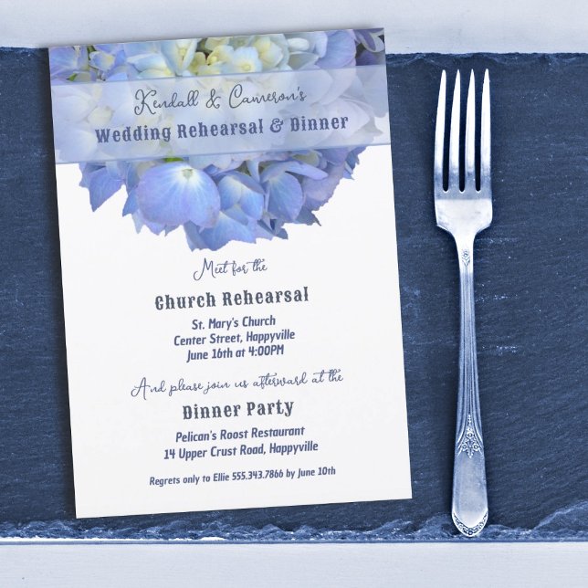 Convite Jantar de Ensaio de Casamento com Flor de Hortênsi (Criador carregado)