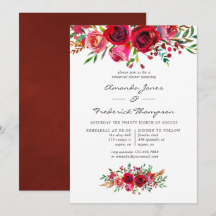 Convite Jantar de Ensaio de Casamento com Floral em Aquare