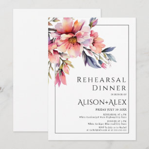 Convite Jantar de ensaio de casamento com flores de Rhodod