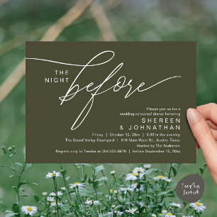 Convite Jantar de Ensaio de Casamento com Letra Olive Eleg