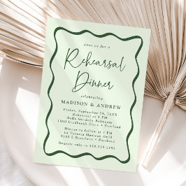 Convite Jantar de Ensaio de Casamento com Moldura Verde On