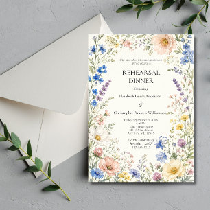 Convite Jantar de Ensaio de Casamento de Flores Silvestres