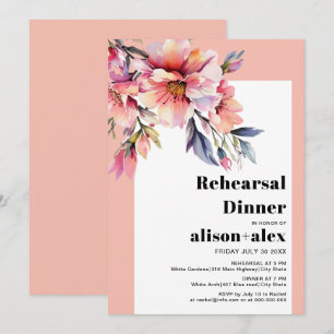 Convite Jantar de ensaio de casamento de rododendro rosa-p